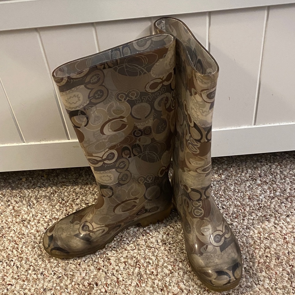 Coach Patterned Rain Boots - size 6